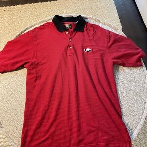 Red Striped Polo Shirt with Black Collar - University G Logo
